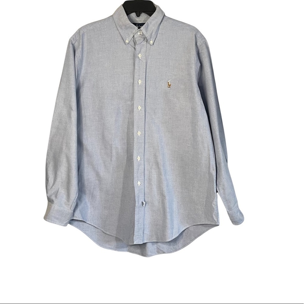 Ralph Lauren Light Blue Cotton Long Sleeve Button Down Dress Shirt Size 16-34